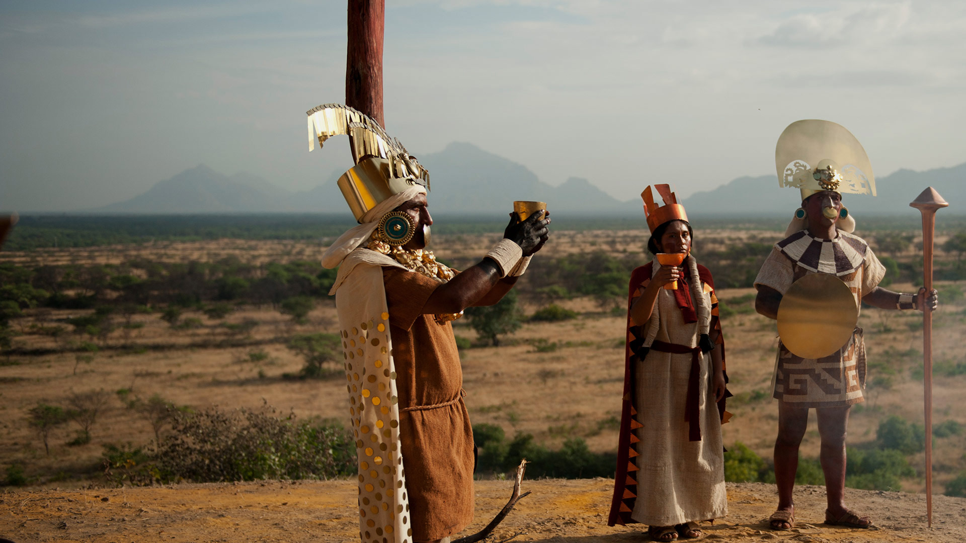 Staging of Moche culture ceremony
